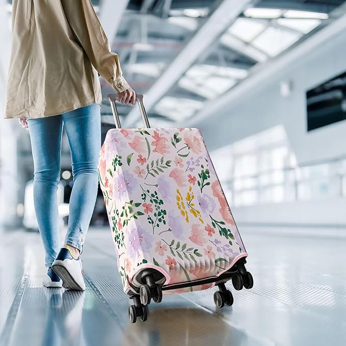 Travel Luggage Cover Suitcase Protector Fits 18-32 Inch Wheel Covers PatternedTravel Related Items Flower Luggage Protector Elastic S