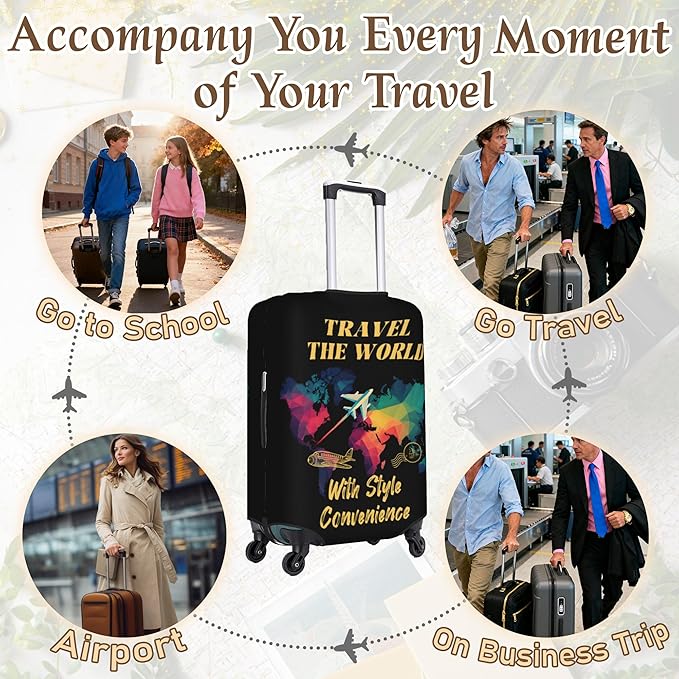 Luggage Cover, Travel Suitcase Covers, Elastic Suitcase Protective Cover, Scratchproof Luggage Protector, Washable Dustproof Trolley Case Protector Fit 22-28 Inch (bk, M（22-24inch suitcase）)