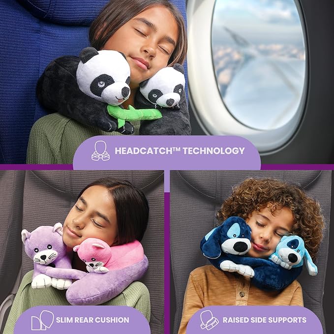 Cabeau Airplane Travel Pillow for Kids – Evolution Kids – Neck Support for Sleeping on Airplanes, Trains, and Cars – Cute, Cozy, and Cuddly Animal Pal for On-The-Go Journeys (Kittens)