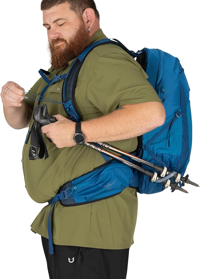 Osprey Talon 22L Men's Lightweight Hiking Backpack with Hipbelt, Black/Coal Grey, Extended Fit