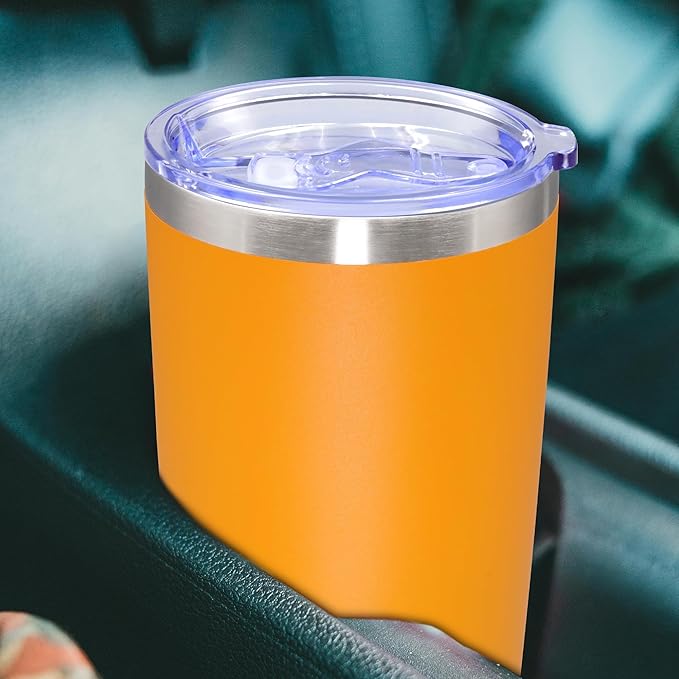 20 oz Tumbler with lid Double Wall Vacuum Insulated Tumblers Stainless Steel Coffee Mug Travel Coffee Tumbler Powder Coated Tumbler Cup Keep Hot&Cold - (Orange 6 Pack)