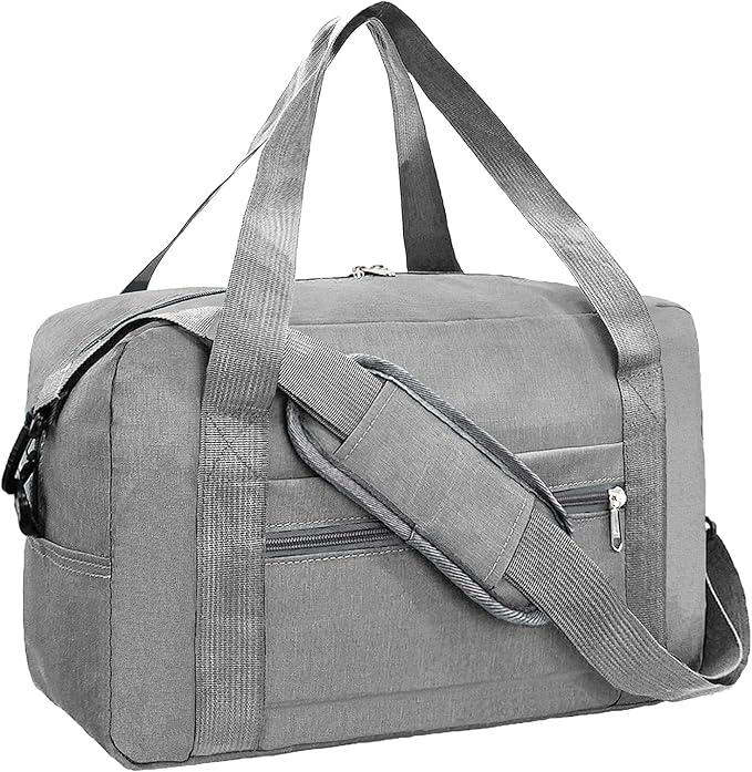 Foldable Carry on Luggage Bag 22x14x9 Personal Item Bag for Airplanes Travel Duffel Bag for Women and Men (40L, Dark Grey)