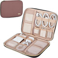 NISHEL Travel Cord Organizer Case, Tech Electronic Bag, Essentials for Charger, Cable, Phone, Hard Drive, USB, SD Card, Rosewood-Pink