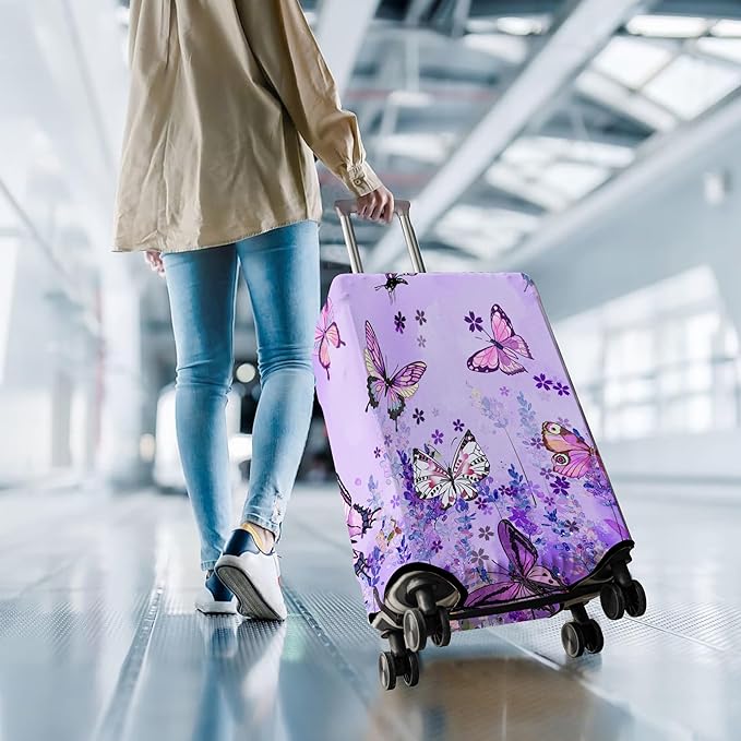 Travel Luggage Cover Suitcase Protector Fits 18-32 Inch Wheel Covers PatternedTravel Related Items Flower Luggage Protector Elastic S