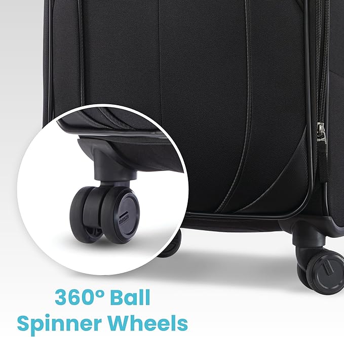 American Tourister 4 KIX 2.0 Softside Expandable Luggage with Spinners, Digital Lavender, 2PC SET (Carry-on/Large)