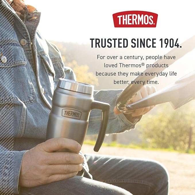 THERMOS Stainless King Vacuum-Insulated Travel Mug, 16 Ounce, Rustic Red