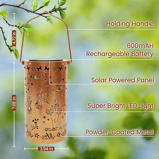 FLAGWIX Christmas Hummingbird Gifts for Women Men - Solar Lanterns Outdoor Waterproof - Garden Decor for Outside, Birthday Gifts for Mom Grandma, Decorative Lantern for Garden Yard Patio Balcony Porch