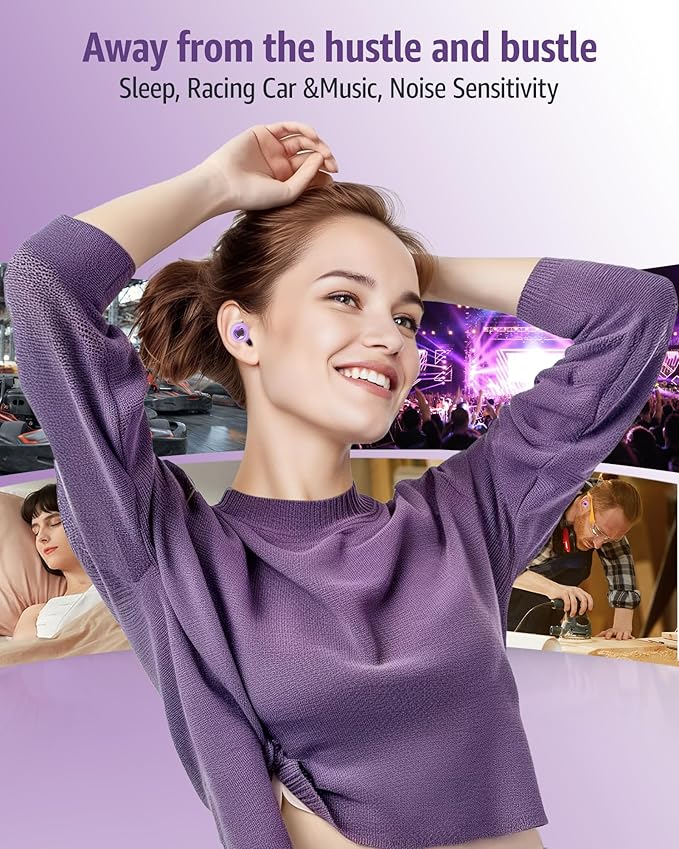 Ear Plugs for Sleeping Noise Cancelling: 45db Ultra-Comfy Reusable Noise-Reducing Earplugs for Concerts/Shooting/Travel/Snoring-Silicone Hearing Protection Earbuds with 8 Eartips