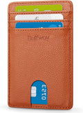 Buffway Mens Slim Wallet, Minimalist Thin Front Pocket Leather Credit Card Holder with RFID Blocking for Work Travel