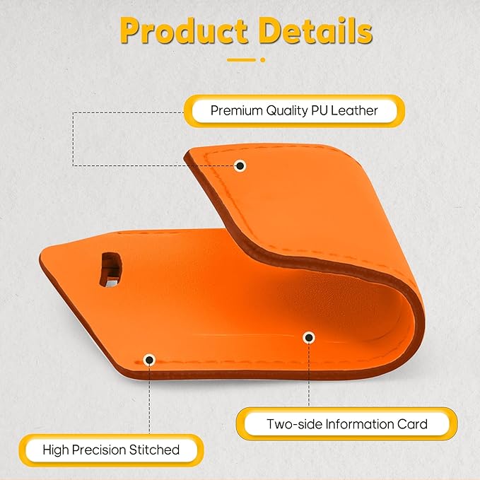 Travelambo Luggage Tags for Suitcases Faux Leather Privacy Protection 26 Pack Bag Tags Travel Accessories Essential, Hot Orange