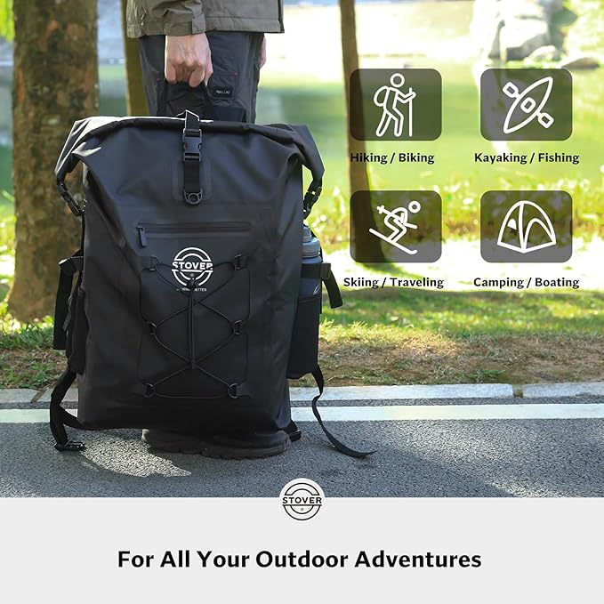 STOVER 5/10/25/30/40/55L Waterproof Backpack- Floating Dry Bag for Kayaking, Travel, Beach, Hiking, & Camping, Men/Women