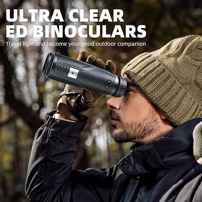 ED HD Binoculars 8x42 for Adults, Waterproof & Fogproof with Magnesium Alloy Body, BAK4 Prism - High Power Binoculars for Bird Watching, Hunting, Travel & Outdoor Sports, Compact Low Light Vision