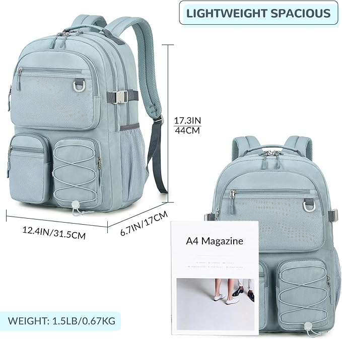 Lohol Water Resistant Backpack with Mulitiple Pockets for School Travel Outdoor College, 15.6 inch Laptop Daypack for Men and Women (Blue)