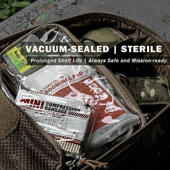 EVERLIT Mini 4 x 6 Inch Emergency Bandage Compression Trauma Pressure Wound Dressing Sterile Vacuum-Sealed for Bleeding Control, Gun Shot, Medical Kit, First Aid IFAK (2)