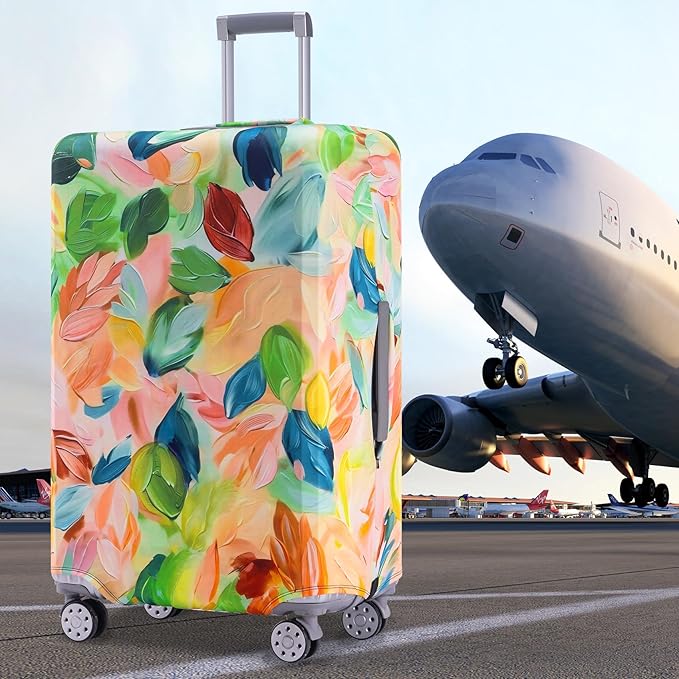 Travelkin Luggage Covers For Suitcase Tsa Approved,Suitcase Cover Protector Fit 18-32 Inch Luggage (Coloured Leaves, S)