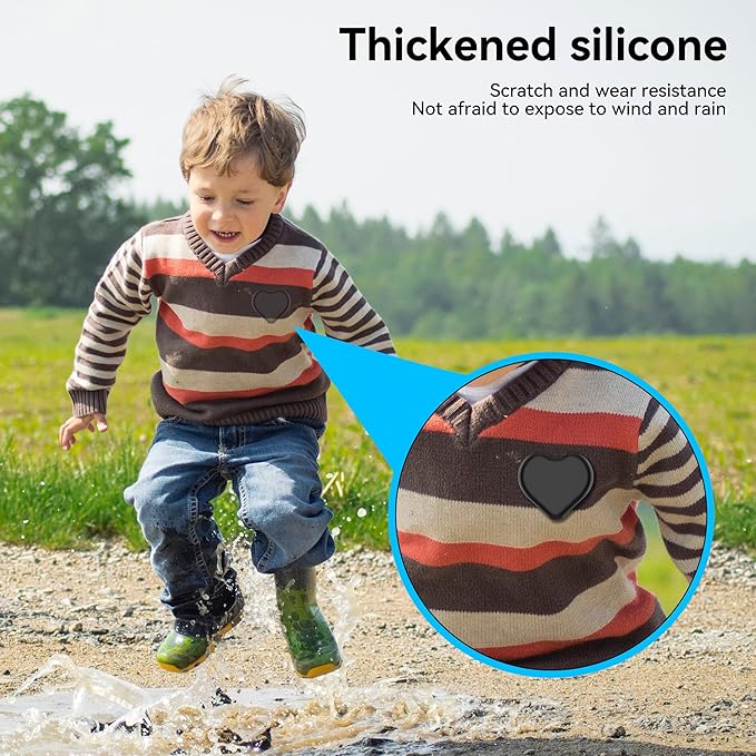 DDJ for AirTag Holder for Kids (2 Pack), Hidden Silicone Case for AirTag GPS Tracker for Kids with Invisible Pin, Anti Lost, Elderly, Luggage, Clothing, Backpack, Family Travel (Black,Pink)