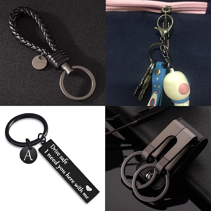 40 Pack Key Ring Keychain Mix 4 Sizes Black Metal Flat Split Key Chains Rings for Home Car Dog Tag Office Lanyards Keys Attachment