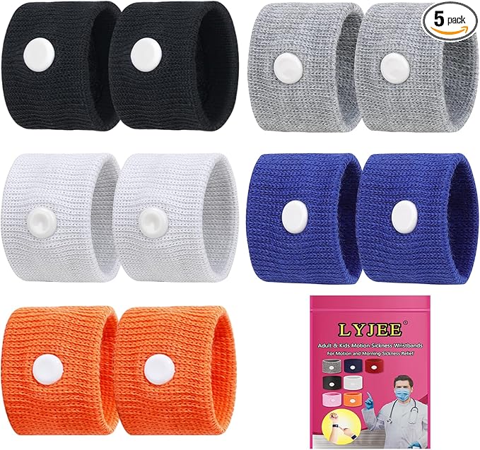 LYJEE Motion Sickness Bands for Adults and Kid Morning Sickness Relief Through Pressure Point Therapy Seasickness Wristband for Cruise Travel