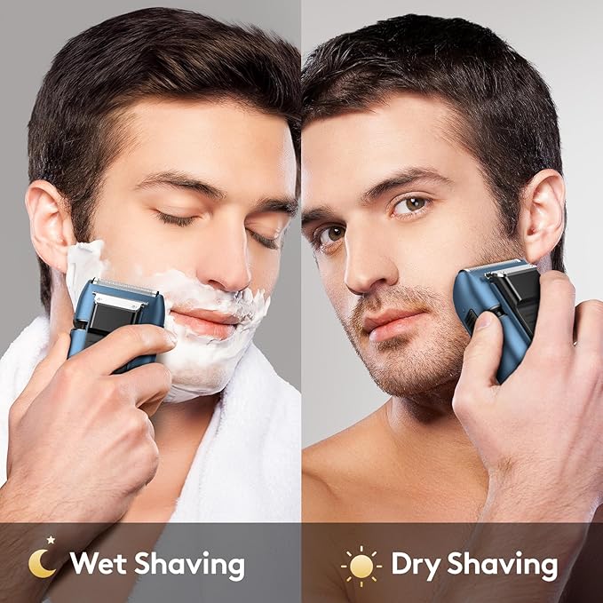 Brightup Foil Shaver Electric Razor & Shavers for Men with Trimmer[150 Min Runtime], IPX6 Waterproof Double Floating Blades for Shaving Face, Cordless/Type C Rechargeable/Travel Lock/LED Display