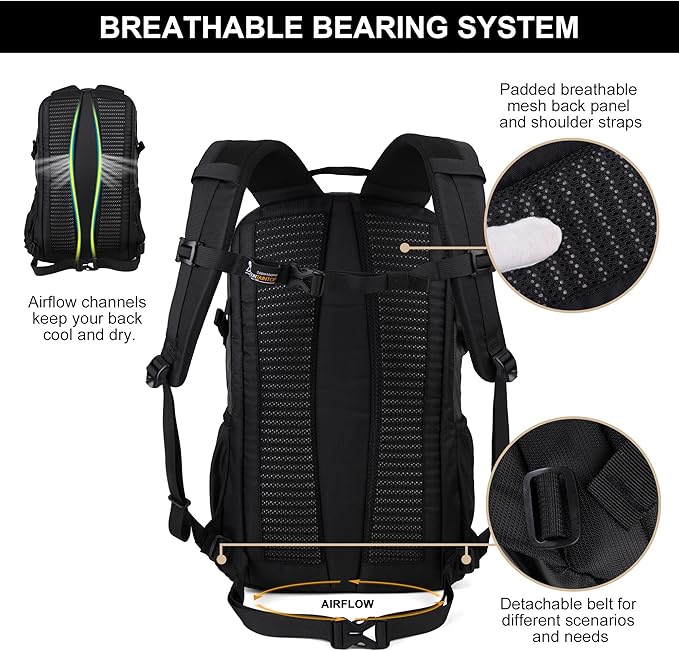 MOUNTAINTOP Hiking Backpack,25L Camping Backpack, Men Women Hiking Daypack Lightweight Travel Backpack for Camping Climbing Skiing Cycling