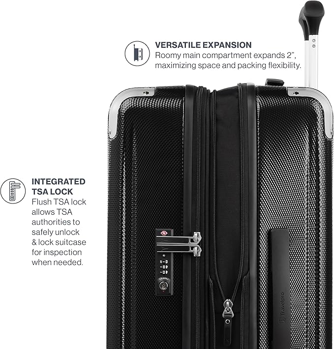 Travelpro Pathways 3 Hardside Expandable Luggage, 8 Spinner Wheels, Lightweight Hard Shell Suitcase, Carry On 21 Inch, Black Knight