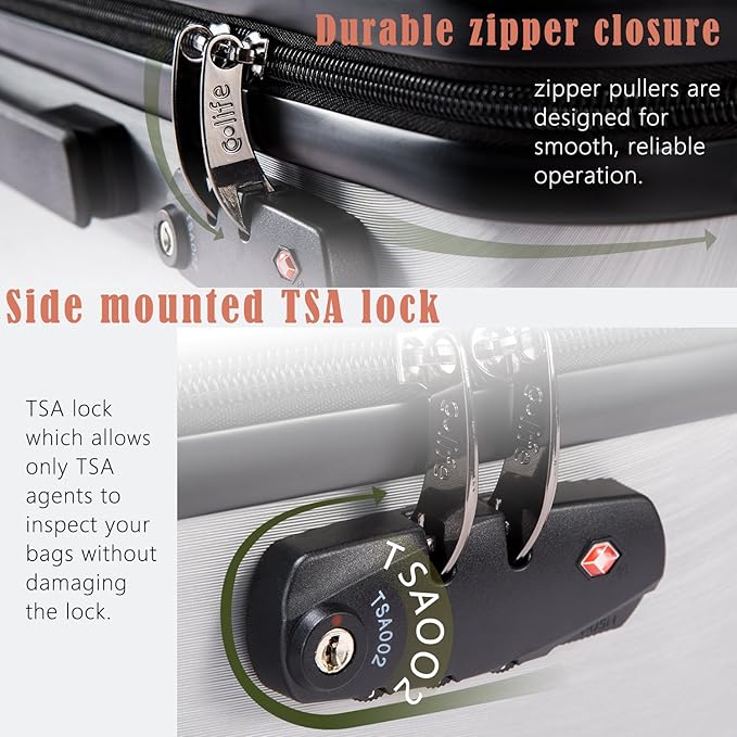 Coolife Luggage Suitcase PC+ABS with TSA Lock Spinner Carry on Hardshell Lightweight 20in 24in 28in (wine red, L(28IN))