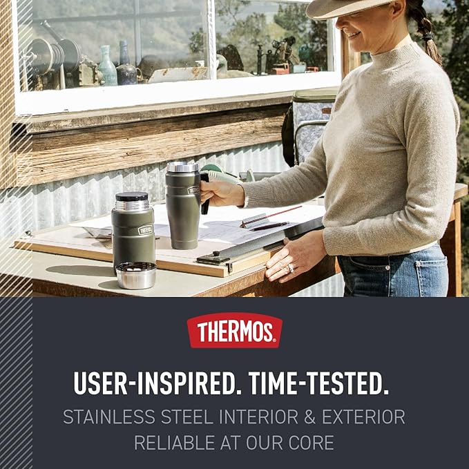THERMOS Stainless King Vacuum-Insulated Travel Mug, 16 Ounce, Midnight Blue