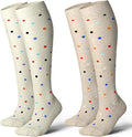 LEVSOX Thick Cotton Compression Socks for Women&Men 20-30mmHg Knee High Cute Support Sock for Nurses, Pregnancy, Travel