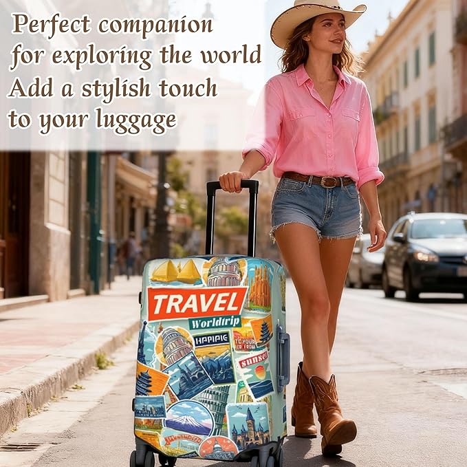 Luggage Cover, Travel Suitcase Covers, Elastic Suitcase Protective Cover, Scratchproof Luggage Protector, Washable Dustproof Trolley Case Protector Fit 22-28 Inch (yb, L（25-28inch suitcase）)