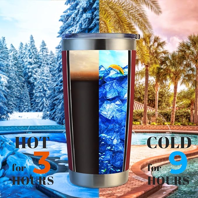 DOMICARE 20oz Stainless Steel Tumbler Bulk with Lid, Double Wall Vacuum Insulated Travel Mug, Powder Coated Coffee Cup (Powder Red, 1)