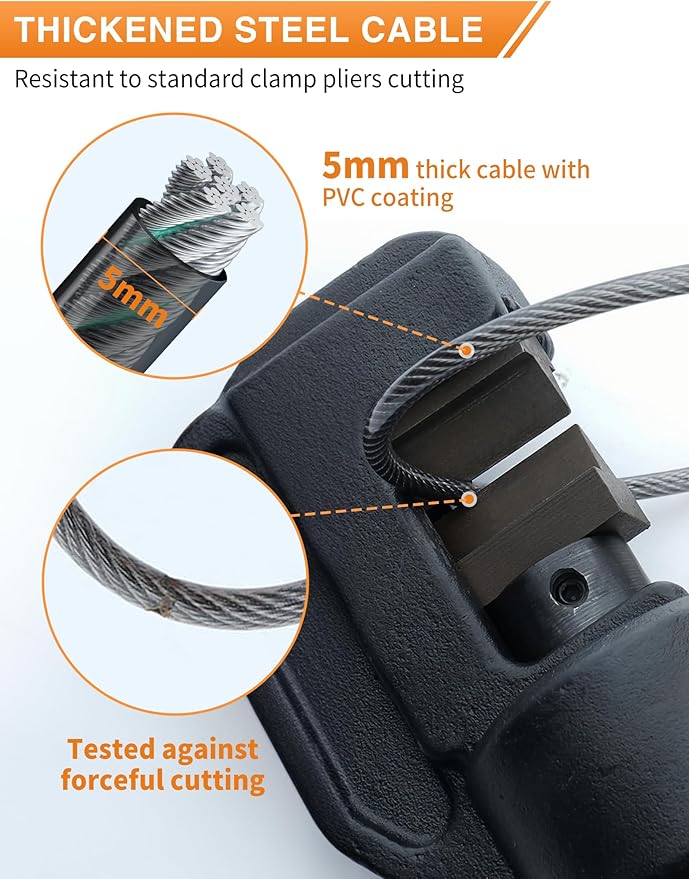 4-Digit Combination Cable Luggage Lock with 3 Interchangeable Steel Cables (9"/24"/47") – for Bike, Backpack, Gym, Cabinet, Gate (Black, 1 Pack)