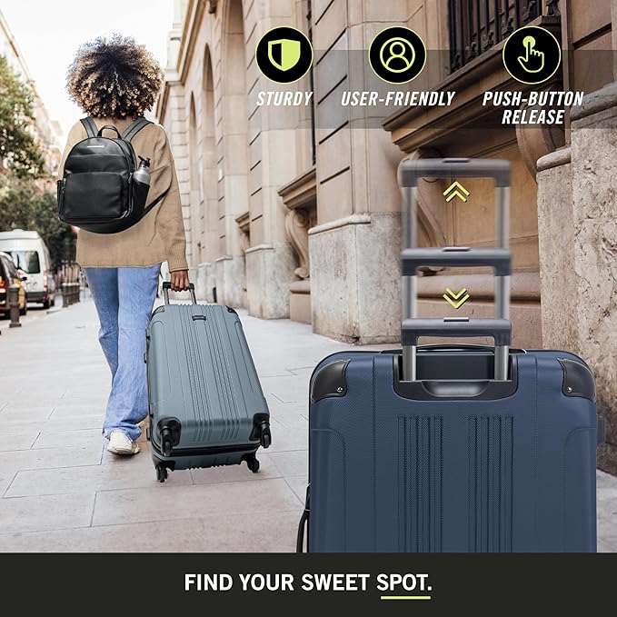 Kenneth Cole REACTION Out of Bounds Lightweight Hardshell 4-Wheel Spinner Luggage, Naval, 3-Piece Set (20", 24", & 28")