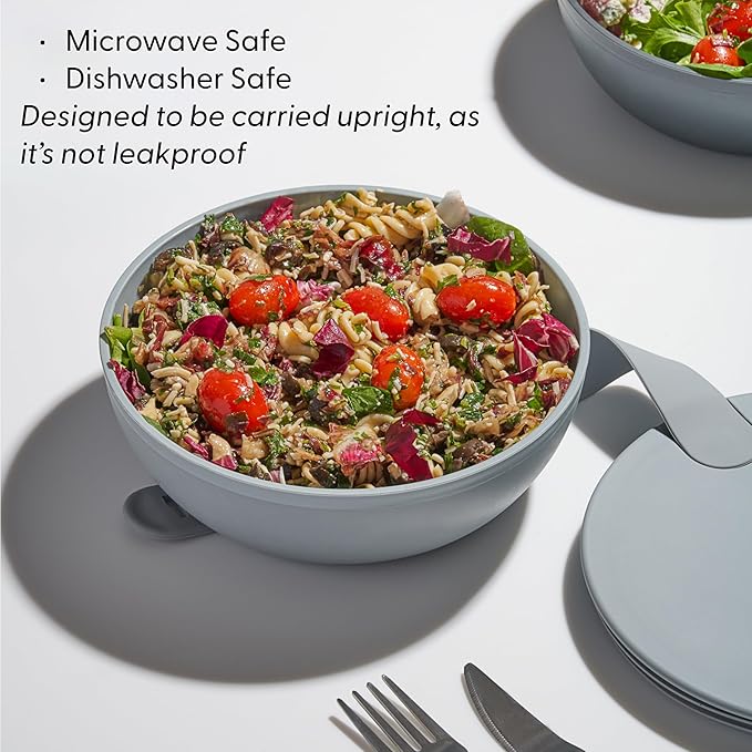 W&P Porter Plastic Bowl Lunch Container w/ Protective Non-slip Exterior, Charcoal 1 Liter | Lid & Snap-tight Silicone Strap | Food Storage, Bento Box, Meal Prep | BPA-Free Plastic