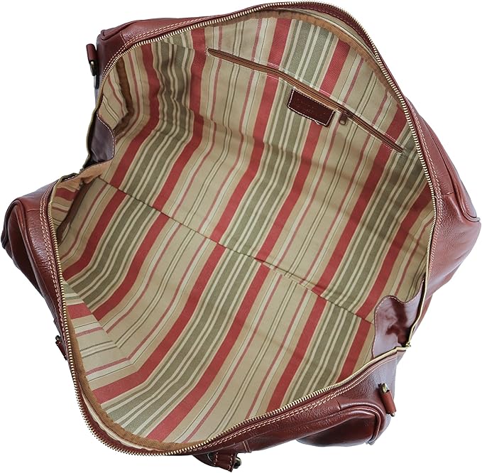 Cenzo Duffle Vecchio Brown Italian Leather Weekender Travel Duffle Bag for Men