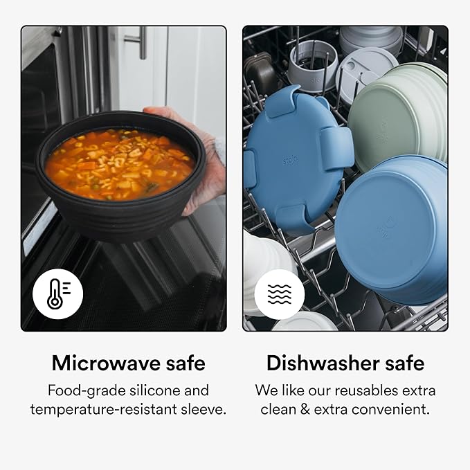 STOJO Collapsible Bowl - Translucent Cashmere, 36oz - Reusable Silicone Bowl for Hot and Cold Food - Perfect for Travel, Meal Prep, To-Go Lunch, Camping & Hiking - Microwave & Dishwasher Safe