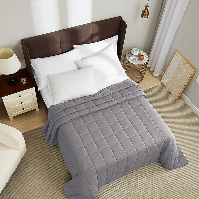 L'AGRATY Weighted Blanket - 88"x104" 20lbs Cooling Breathable Heavy Blanket Microfiber Material with Glass Beads for Adult All-Season Summer Fall Winter Soft Thick Comfort