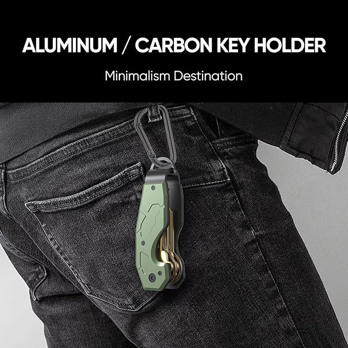 Zeeker Compact Key Organizer Keychain with Built-in Tools – Holds 1-6 Keys, Includes Bottle Opener, Hex Wrench, and Serrated Cutter – Minimalist Key Holder for Men and Women (Green)