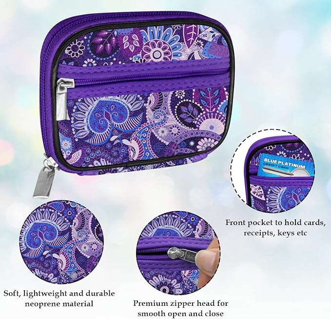 Serfeymi Weekly Travel Pill Organizer Pill Case for Purse with Removable 7 Day Pill Box, Fashionable Travel Medicine Organizer Pill Container for Medicine, Vitamin, Supplement - Purple 01 + Pill Box