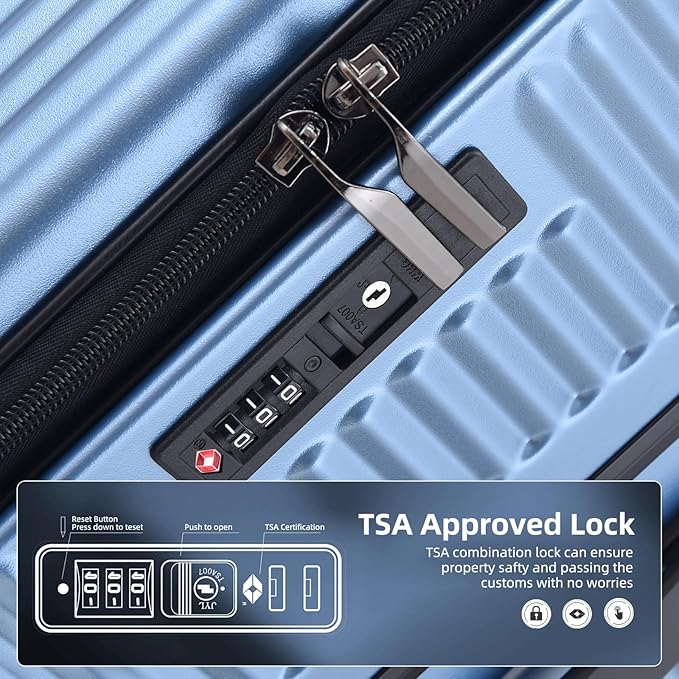 2 pieces 20/29 Aluminum Frame Carry On and Checked Luggage Set with Side Opening,Lightweight Hardshell ABS+PC Trunk Suitcase with TSA Lock, 360° Universal Wheels & Adjustable Handle,Dark Blue