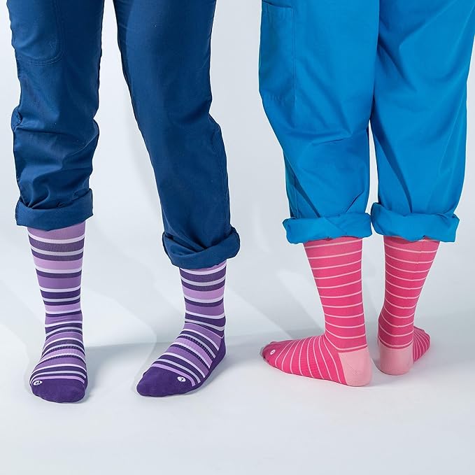 Medical Grade Compression Socks for Men & Women 15-20 mmHg by OrthoSleeve (Pink w/Stripes, Small)