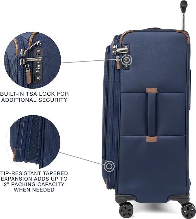 Travelpro Crew Classic Lightweight Softside Expandable Checked Luggage, 8 Wheel Spinner Suitcase, TSA Lock, Men and Women, Checked Large 29-Inch, Patriot Blue