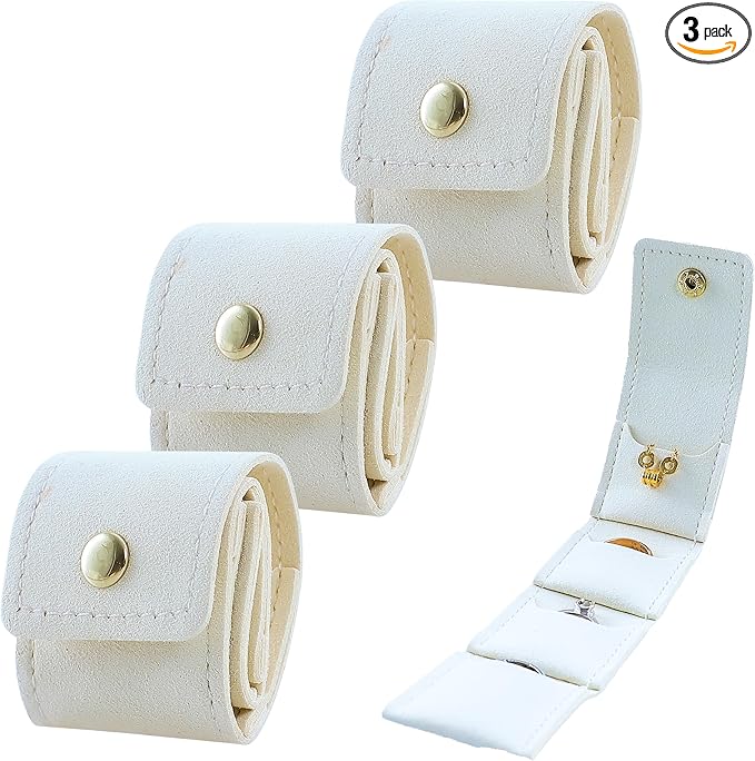 3 PCS Mini Travel Jewelry Organizer Bag - Tinycious Foldable Portable Case with Buckle, Auxiliary Jewelry Storage for Travel