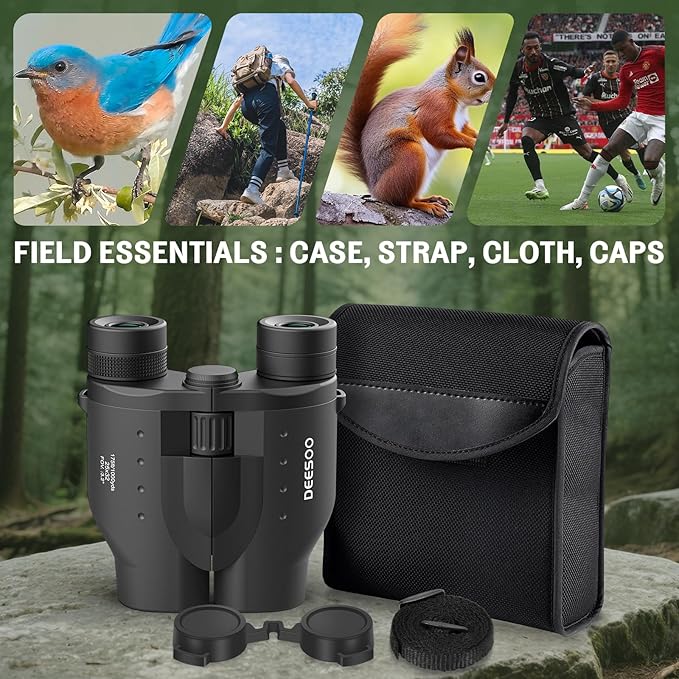 25x32 Binoculars for Adults Kids Compact - DEESOO High Powered Bird Watching Binoculars Lightweight with Small Size for Hunting Traveling Sports Hiking (Black)