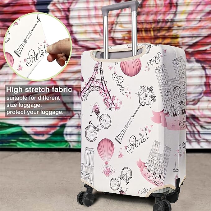 Travel Luggage Cover Suitcase Protector Fits 18-32 Inch Wheel Covers PatternedTravel Related Items Flower Luggage Protector Elastic L