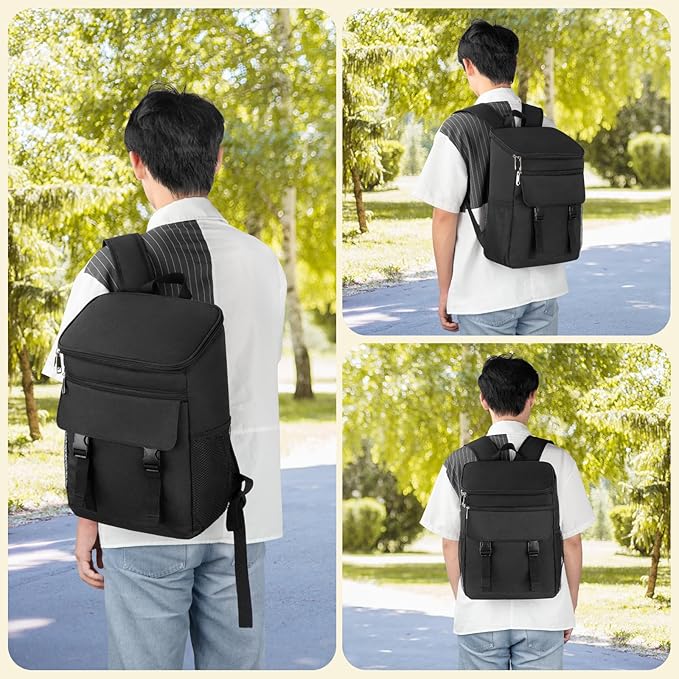 Cooler Backpack Soft Insulated Leak Proof 50 Cans Insulated Backpack Cooler Portable Picnic Camping Beach Hiking BBQ Lunch Backpack for Men and Women - Black