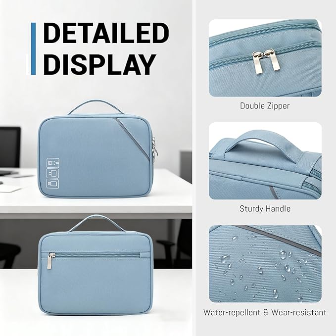 Lanola Electronic Organizer Travel Double Layer Cable Organizer Bag,Accessory Bag for Hard Drives,Cables,USB,SD Card,Memory Cards,Flash Drive,etc. - Red