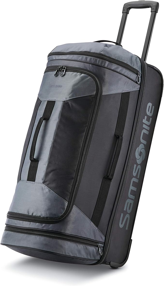 Samsonite Andante 2 Wheeled Duffel Bag – 28-Inch Durable Rolling Luggage with Inline Skate Wheels, Push-Button Handle & Spacious Compartments – Travel-Friendly and Lightweight - Riverrock/Black