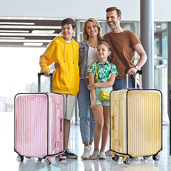 Clear PVC Luggage Cover 3 Piece Set, 0.2mm Thick Lightweight Waterproof, Dustproof, Anti-Scratch Suitcase Cover Set, Luggage Covers for Suitcase TSA Approved, Fits 19"-29" Wheeled Luggage