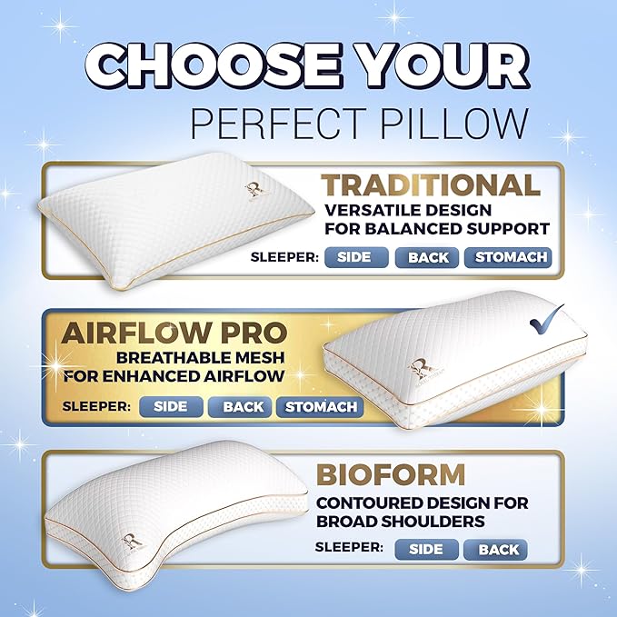 Royal Therapy Queen Memory Foam Pillows 4-Pack - Shredded Memory Foam Pillow for All Sleep Positions - Medium Firm Pillow with Adjustable Loft, Bamboo Rayon Cover, CertiPUR-US, Oeko-TEX Certified