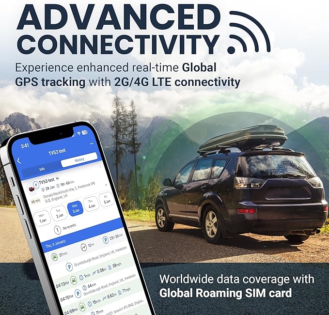 Truview TV500 OBD II, 4G GPS Tracker with Global SIM - Real-Time & Reliable Vehicle Tracking Device for Cars, Vans & Fleets - Plug & Play, Mobile App, 24/7 Support - No Contract Required